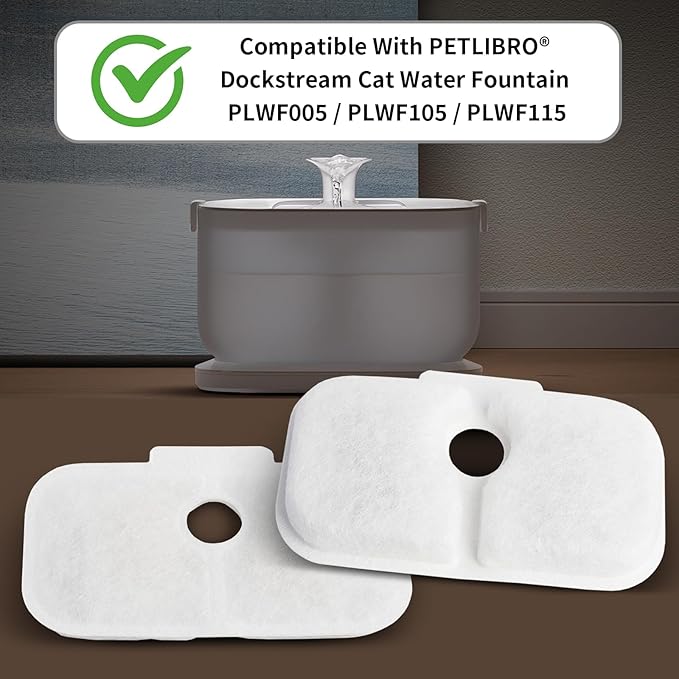 Cat Water Fountain Filter, 12 Pack Cat Fountain Filter Replacement with 12 Sponges Compatible With PETLIBRO® Dockstream Tomxcute Cat Water Fountain PLWF005 / PLWF105 / PLWF115 / PLWF305