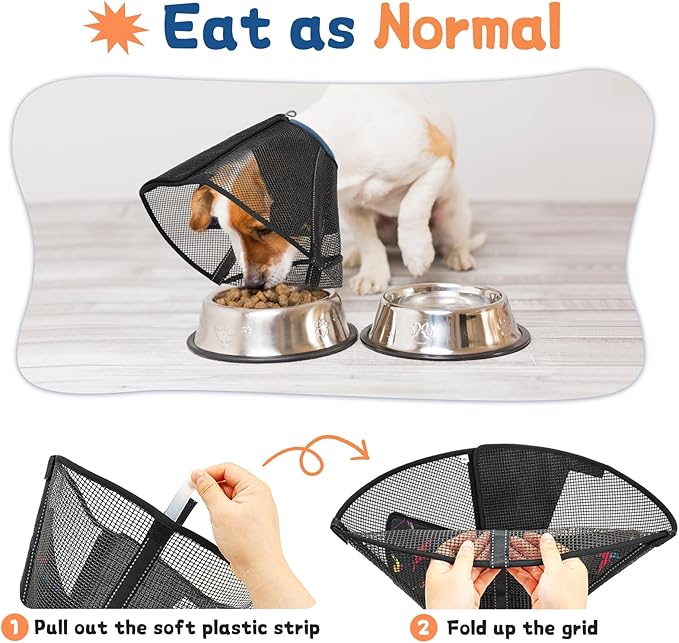 Dog Cone Collar to Stop Licking: Breathable Mesh Elizabeth Recovery Collar Alternative with Soft Padded After Surgery Neuter Spay Wound, for Large Medium, Small Dogs, Normal Eating and Drinking
