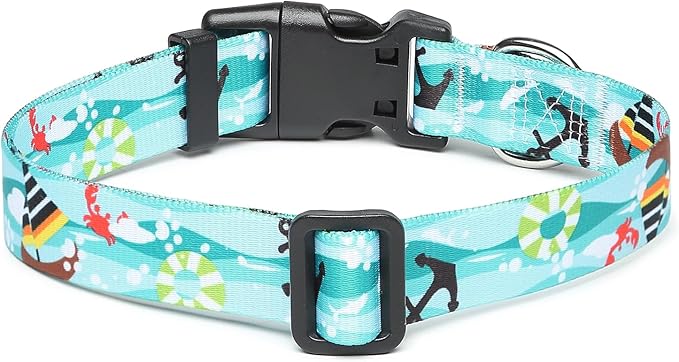 Mercano Adjustable Dog Collar - Special Design Patterns, Soft Nylon Comfortable Durable Pet Collar for Small Medium Large Dogs (S, Sail)