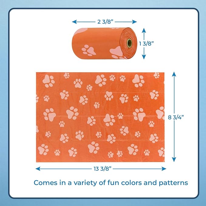 Best Pet Supplies Dog Poop Bags (240 Bags) for Waste Refuse Cleanup, Doggy Roll Replacements for Outdoor Puppy Walking and Travel, Leak Proof and Tear Resistant, Thick Plastic - Orange