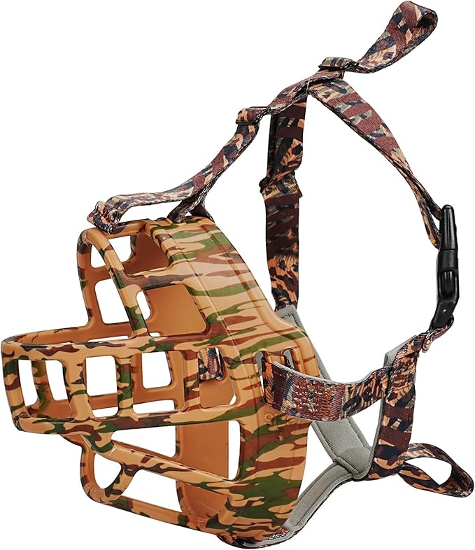 Basket Muzzle to Prevent Biting, Dog Muzzle for Large Medium Small Dogs Allows Panting Drinking Anti Chewing, Perfect for Grooming Trimming Training and Aggressive Reactive Dogs (Brown, Size 5)