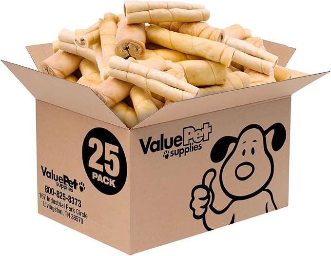 ValueBull Beef Cheek Rolls, Long Lasting Dog Chews, Jumbo 5-6 Inch, 25 Count Bulk Pack - Long Lasting Dog Chews, Rich in Collagen, Single Ingredient, Cleans Teeth