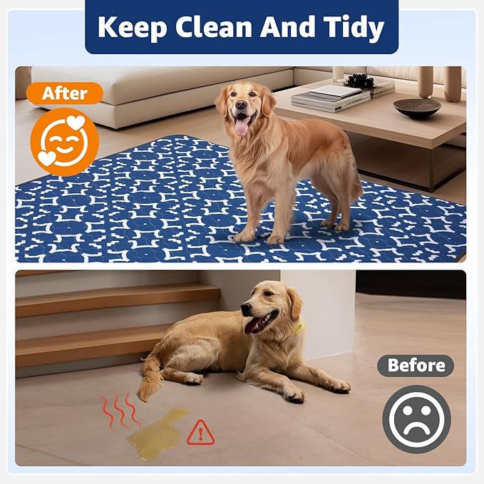 LOOBANI Washable Pee Pads for Dogs: 48"x 48" Extra Large Reusable Puppy Pads,2 Pack Absorbent Whelping Pad Leakproof Dog Playpen Mat, Waterproof Non-Slip Dog Training Pads for Floor, Crate, Potty