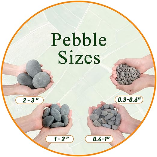 45 LB Mexican Beach Pebbles - 1-2 Inch Decorative River Rocks for Landscaping, Garden Paving, Plant Rocks, Crafting, Walkways, Backyard, Grey Natural Unpolished Bulk Stones