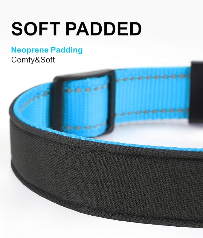 TagME Airtag Dog Collar,Waterproof Reflective Pet Collar with Airtag Holder,Soft Padded and Double D-Rings for Medium Dogs,Light Blue