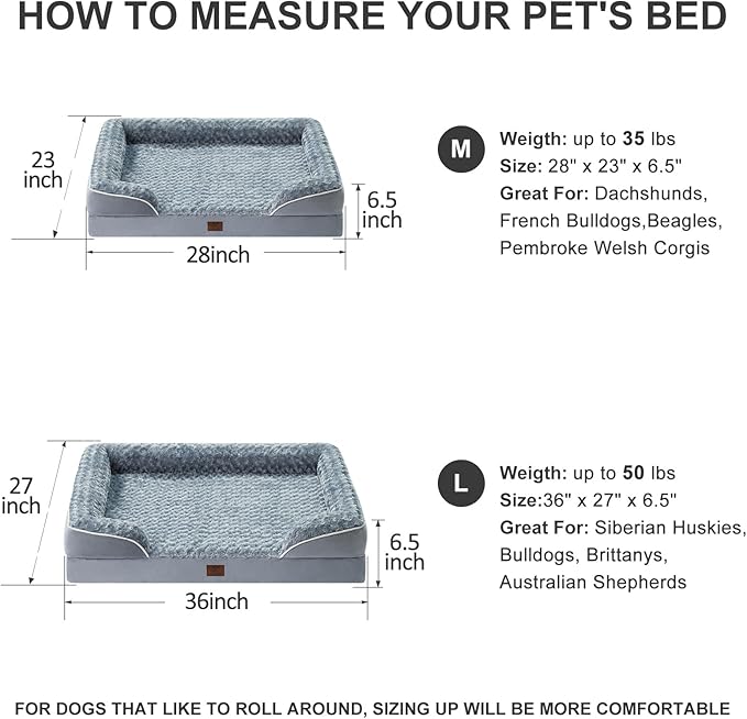 WNPETHOME Dog Beds for Large Sized Dogs, Washable Orthopedic Dog Couch Sofa Bed with Waterproof Lining & Non-Skid Bottom for Pet Sleeping