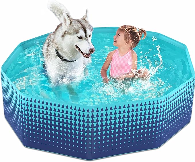 Jasonwell Foldable Dog Kiddie Pool - Hard Plastic Kids Paddling Pool Toddler Baby Swimming Pools for Backyard Collapsible Whelping Box Pet Doggie Cats Wading Pools Bathtub for Puppy Large Dogs