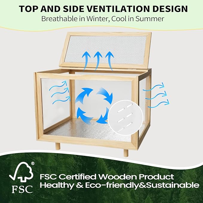 Large Hamster Cages - Wooden Hamster Mice and Rat Habitat with Ventilator Small Animal Cages for Rabbits, Guinea Pigs with Waterproof Bottom Plate