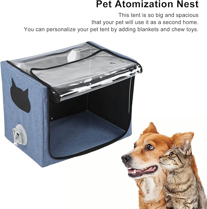 Puppy Nebulization Box, Small Pet Oxygen Inhalation, Cat and Dog Atomization Box Oxygen Inhalation Machine Dedicated Folding Atomization Box Pet Oxygen Therapy Cage for Cough Breathing Treatment Box