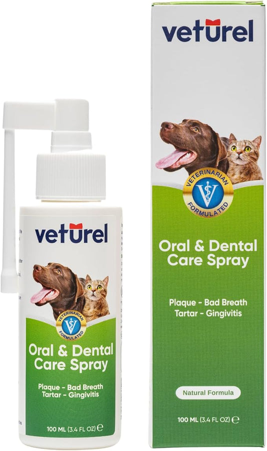 Natural Dog Teeth Cleaning Oral Care Spray - May Help with Bad Breath - May Support Plaque and Dental Care for Cats - May Help Reduce Plaque for Dogs and Cats - 3.4 oz