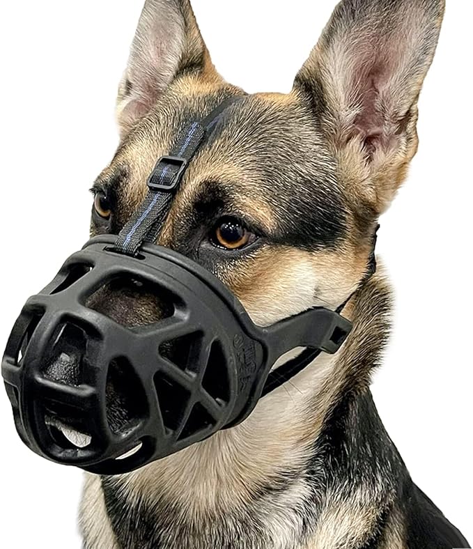 BARKLESS Dog Muzzle, Basket Muzzle for Biting, Chewing and Scavenging, Humane Cage Mouth Cover, Perfect for Grooming and Training Large Aggressive Reactive Dogs (L, Black)