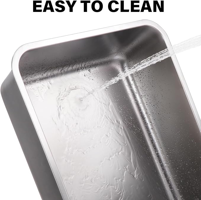 Stainless Steel Cat Litter Box,Metal Litter Box,Cat Litterbox for Kitten, Kitty, Rabbit, 6" High Side Cats Litter boxs,Large Stainless Steel LitterBox, No Smell,Non Stick,Easy to Clean