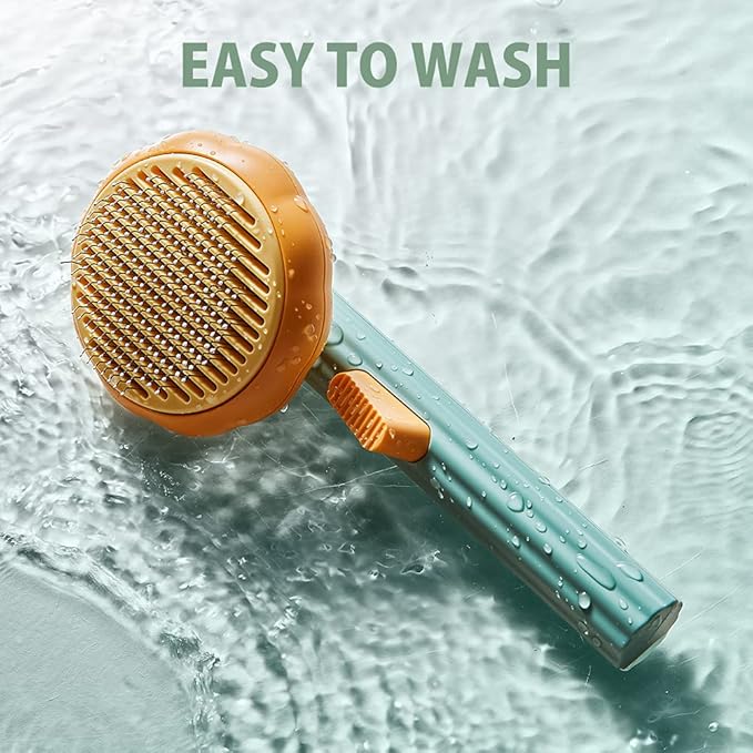 Pumpkin Self Cleaning Brush for Pet Deshedding - Deep Cleaning for Dogs, Cats, Puppies, Rabbits, Bunnies