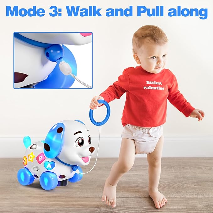 Musical Puppy Toys for 1 Year Old Boy Gift, Crawling and Walking Baby Toy 6-9-12-18 Month, Birthday Gift for 1 Year Old Boy Girl, Bilingual Infant Toys for 7 8 10 Month Olds (Blue)