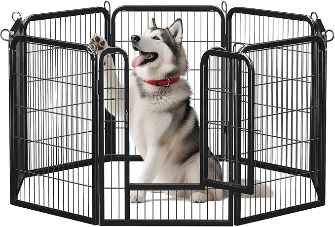 40 Inch Dog Playpen - 8 Panels Metal Pet Exercise Pen for Medium-Large Dogs, Indoor/Outdoor Dog Fence for Yard, Garden, Camping & RV Travel
