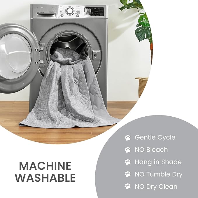 Cozy Bliss Leakproof Cooling Blanket for Large Dogs – Q-Max>0.4, Durable & Washable Dog Cooling Mat for Hot Weather, Soft Pet Throw & Couch Protector for Dogs & Cats, 40x60 Inch, Heather Silver Grey