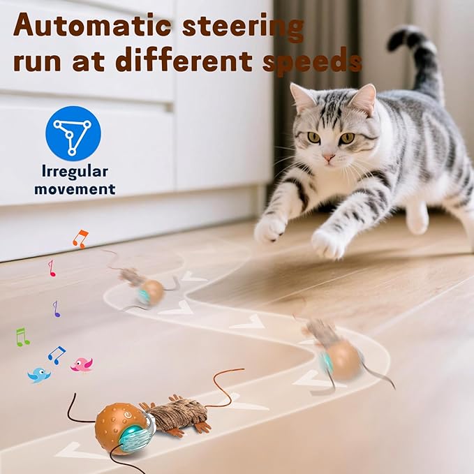 Interactive Cat Toy Ball - Automatic Interactive Cat Toy Designed by Mice, A Mobile Cat Ball, Boring Indoor Cat Toys