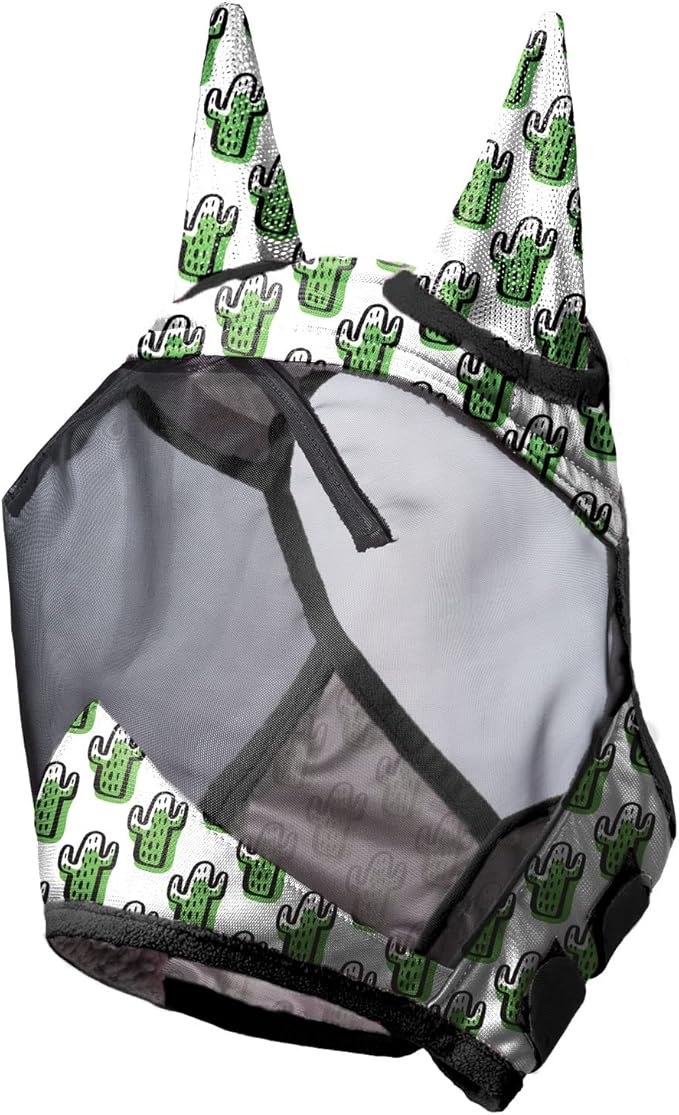 Harrison Howard LumiVista Horse Fly Mask Standard with Ears UV Protection for Horse Green Cactus XL Extra Full