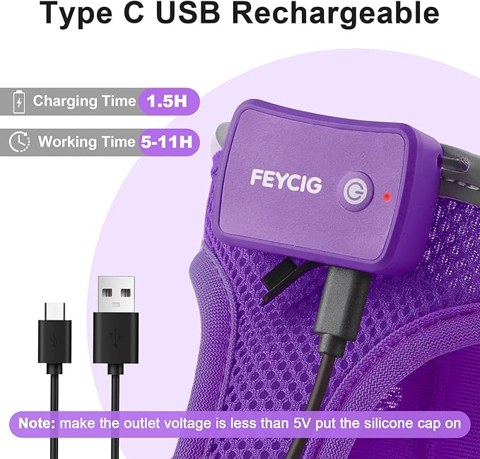 Light Up Dog Harness,Rechargeable LED Dog Harness for Small Medium Large Dogs,Reflective Lighted Safety Vest for Night Walking & Camping,Lightweight & Adjustable,Purple,M