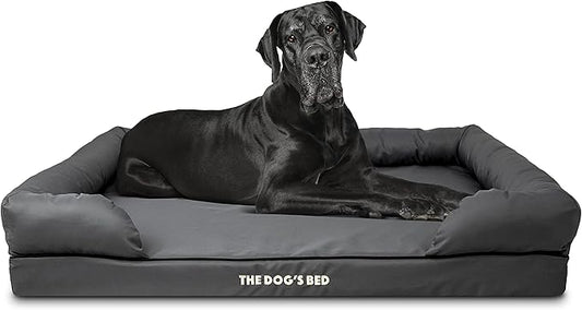 The Dog’s Bed, Dog Bed XXL Grey 51.5x39, Memory Foam, Pain Relief: Arthritis, Hip & Elbow Dysplasia, Post Surgery, Lameness, Supportive, Calming, Waterproof Washable Cover, Veterinary Approved