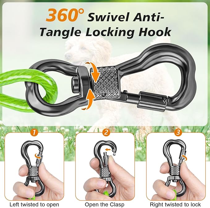 Tresbro 25 FT Dog Tie Out Cable with Spring, Shock Absorbing Tether Chains for Outside Aavilable in 10/15/20/25/30/40/50/70/100/120 FT, Heavy Duty Leads for Yard for Medium & Large Dogs Up to 500 LBS