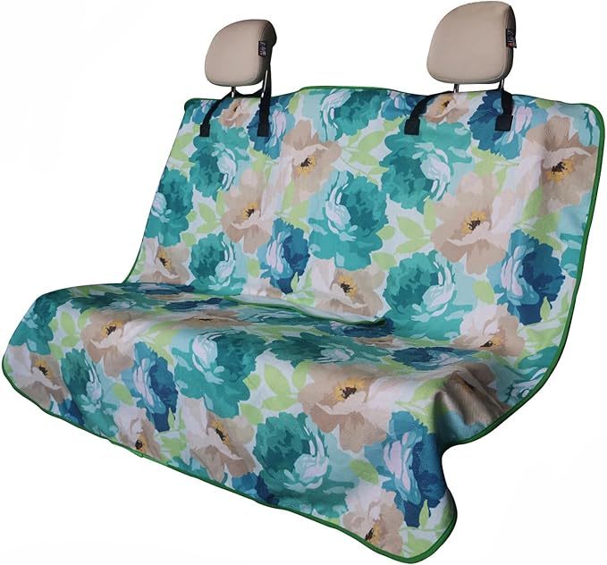 Back Seat Cover for Car Trucks Van SUV,Waterproof Rear Bench Towel Seat Covers for Dogs and Kids,Automotive Backseat Protector (Chrysanthemum)