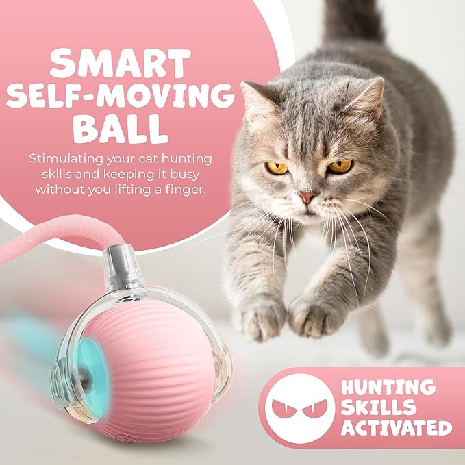 Pawlo Speedy Tail 2.0 Cat Toy –Teazys Turbo Tail Upgrade – Interactive Cat Toy – Kitten Toys – Automatic cat Toy for Boredom – Moving cat Toys for Indoor Cats with 2 Tails (Pink)
