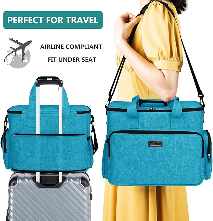 BAGLHER Dog Travel Bag, Pet Travel Bag (ALL Pet Travel Supplies), With 2 Pet Food Containers and 2 Collapsible Silicone Bowls; Essential Kits for Pet Travel Sky Blue