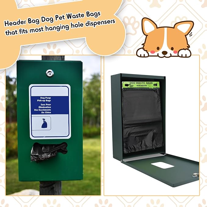 Ireer 5000 Pcs 50 Counts 5000 Pcs Header Bag Bulk Dog Pet Waste Bags Poop Easy Single Pull for Poop Dog Waste Station Fit Hang Hole Dispenser Home Outdoor (Black)