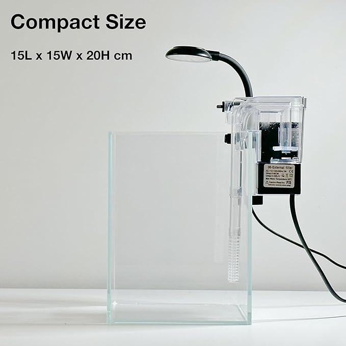 Nano Aquarium Kit,1.5 Gallon Rimless Small Glass Tank with Filter, Aquarium Light, and Aquascaping Decorations, for Home and Office (Transparent Tank - Mountain, Small)