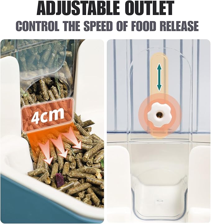 Automatic Pet Food Water Dispenser, Auto Gravity Pet Feeder Water Bottle Set for Crate, Feeding Station for Small Dog Cat Rabbit Guinea Pigs Chinchilla Ferret Hedgehog (Blue)