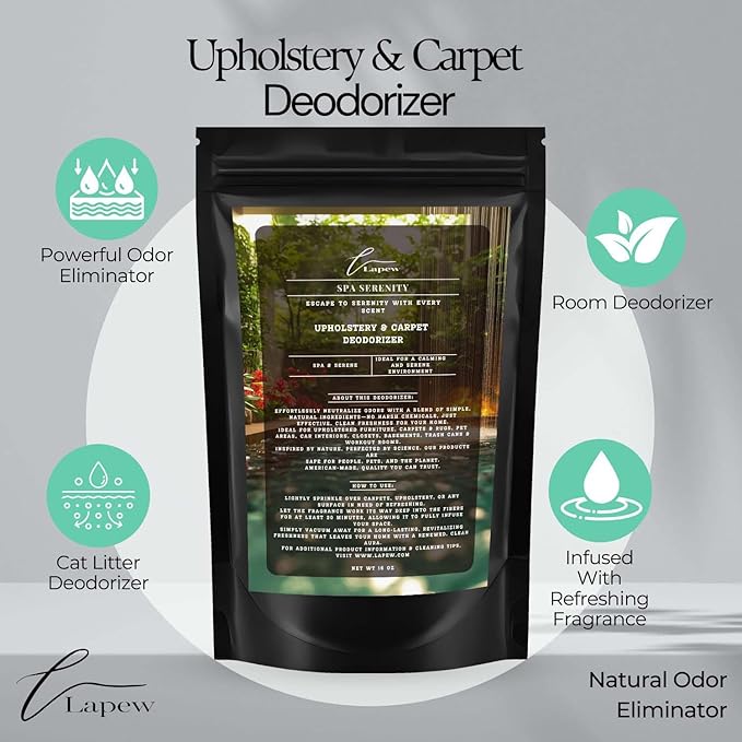 Spa Serenity Carpet Freshener Powder 16 oz | Powerful Odor Eliminator for Home | Upholstery Deodorizer | Carpet Deodorizer | Pet Urine | Cat Litter Box