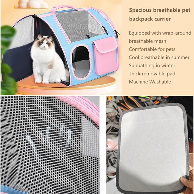 Cat Dog Carrier Backpacks,Pet Backpack Carrier, Bubble Backpack Pet Carriers with Breathable Mesh for Cats Small Dogs Puppies Animals for Travel, Hiking, Camping or Outdoor Use (Yellow)
