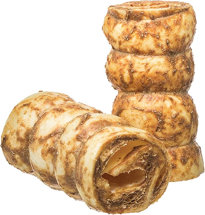 Redbarn Pet Products All-Natural Beef Cheek Rolls for Dogs, Grain-Free Cow Cheeks, Rich in Collagen, Available in Chicken & Carrot Glaze or Uncoated Chicken & Carrot, Small/Medium (Pack of 25)