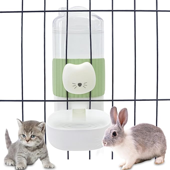 Rabbit Water Bottle, 800ml/28oz Hanging Automatic Water Dispenser for Cage, Ferret Bunny Guinea Pig Water Bowl,Suitable for Small Animal (Green, 800 ml/28 oz)