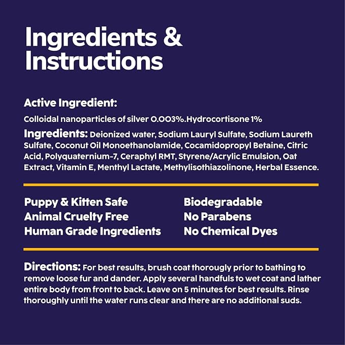 Medicated Dog Shampoo for Itchy Skin Relief - Yeast Infection Treatment for Dogs & Dog Allergy Relief Hot Spot Treatment - Hydrocortisone Antifungal Shampoo (16 oz)