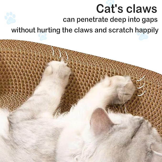 Cat Scratcher, 19.6x12.5 inches Cardboard Cat Scratching Board, Large Cat Scratchers for Indoor Cats, Bowl-Shaped Cat Scratch Pad Bed with Catnip