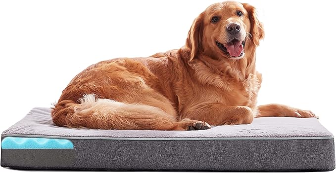 Orthopedic Memory Foam Dog Bed, Cooling Dog Beds Waterproof Pet Bed for Crate with Removable Washable Cover, L(35inch,65Lbs)