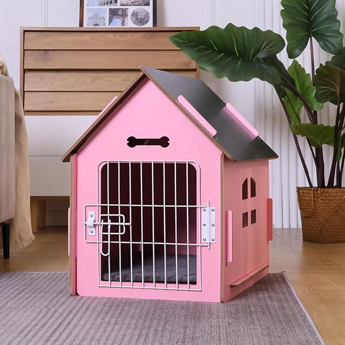 Dog House Indoor for Small Dogs or Cats, Cozy Wooden Design, Small Indoor Bed House, with Air Vents and Elevated Floor Warm Dog Cave