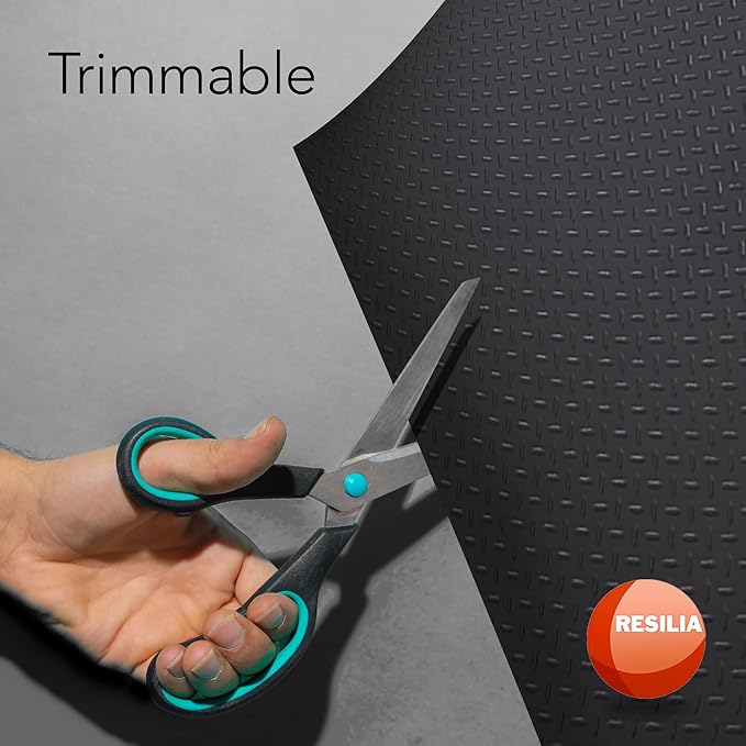 RESILIA Heavy Duty Garage Floor Runner & Protector Mat - Slip Resistant Diamond Plate PVC Mats - Water, Spill, & Stain Resistant, Black (4 feet x 10 feet), Made in The USA