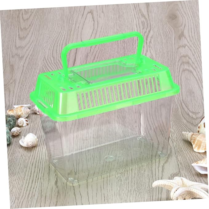 Betta Fish Tank LED Fish Tank Plastic Aquarium Gallon Fish Bowl Small Betta Tank Fish Box with Portable Goldfish Bowl Frog Suite Travel Green Portable Fish Tank Travel