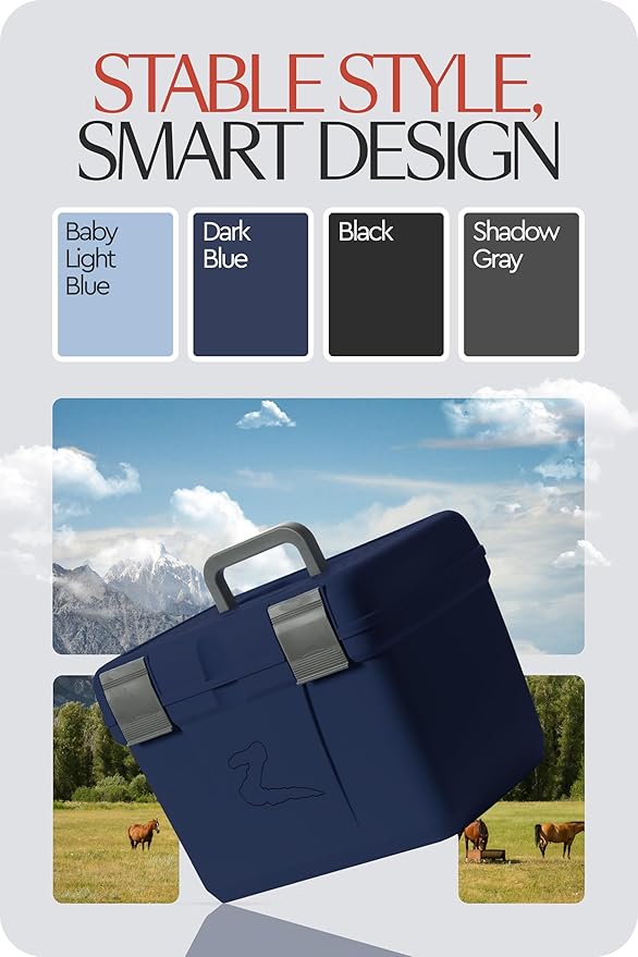 HORZE Smart Grooming Box for Horses, Dogs, Cats with Removable Tray | Non-Slip, Crack Resistant | 16" x 12" x 12" - Dark Blue - One Size