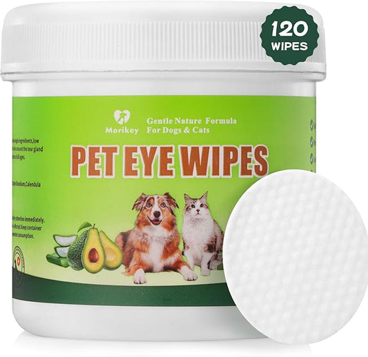 Pet Eye Wipes,Nature Eye Cleaning Wipes for Dogs&Cats Gentle Eye Cleaner Pads for Tear Stain Remover Eye Debris,Discharge,Mucus Secretions,Non-Irritation,Plant Based-120Ct