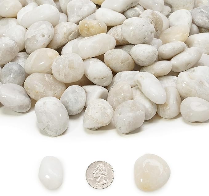Mr. Fireglass 10lb White River Rocks, 3/8 inch Natural Decorative Polished Pebbles Aquarium Gravel Stones for Landscaping, Indoor Plants, Vase, Succulent, Fish Tank