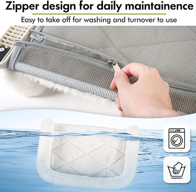 Cat Window Sill Perch with Large Bolster, Easy to Adjust & Assemble Cat Window Seat for Windowsill & Bedside, Pet Hammock Bed for Large Cats and Kittens (White, M)