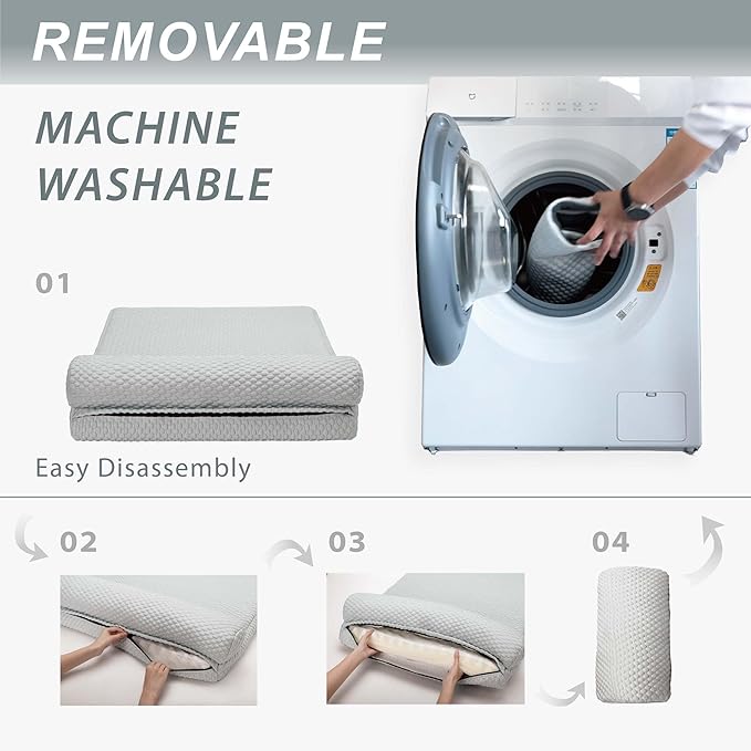 Tinaco Orthopedic Cooling Bed for Large Dogs & Cats - Removable, Washable Cover (White/Grey, Large)