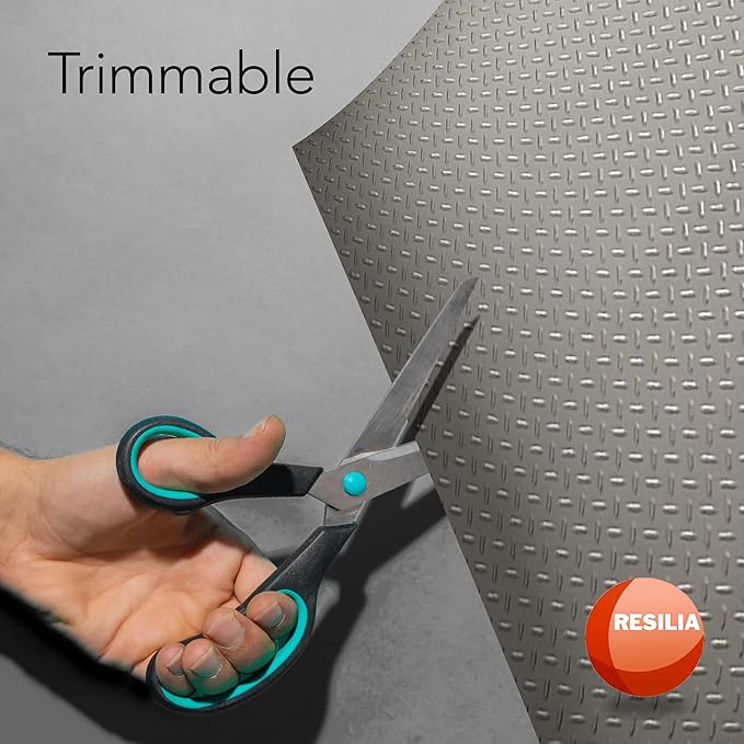 RESILIA Heavy Duty Garage Floor Runner & Protector Mat - Slip Resistant Diamond Plate PVC Mats - Water, Spill, & Stain Resistant, Sandstone (4 feet x 8 feet), Made in The USA