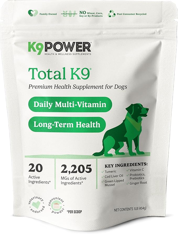 K9 Power Total K9 for Dogs 1lb - Supports Joint Health - Boosts Immune Function -Enhances Muscle Strength - Promotes a Healthy Coat
