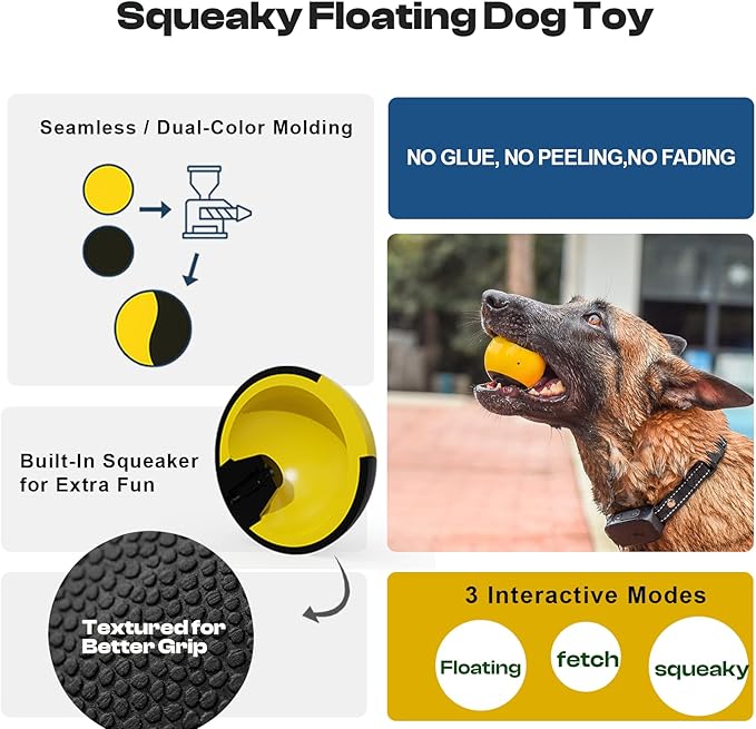 Squeaky Floating Dog Toy – Interactive Water Ball for Fetch & Pool Play, Durable Cognitive Ball for Smart Dogs,Ideal for Medium & Large Dogs