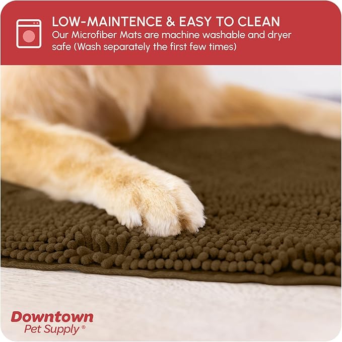 My Doggy Place Microfiber Dog Mat for Muddy Paws, 18" x 24" Brown - Absorbent and Quick-Drying Dog Paw Cleaning Mat, Washer and Dryer Safe - Non-Slip Rubber Backed Dog Floor Mat, Small